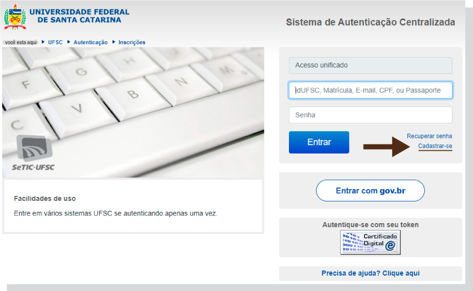 Tutorial: Sistema de Inscrições UFSC: Interface Inscrições UFSC